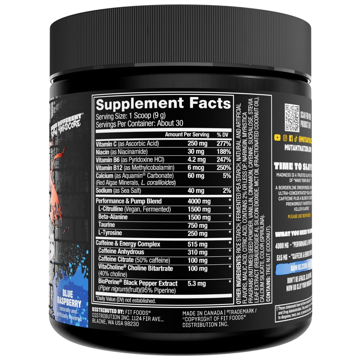 MUTANT Madness, Ultra-Concentrated Pre-Workout, Fruit Punch, 9.52 oz