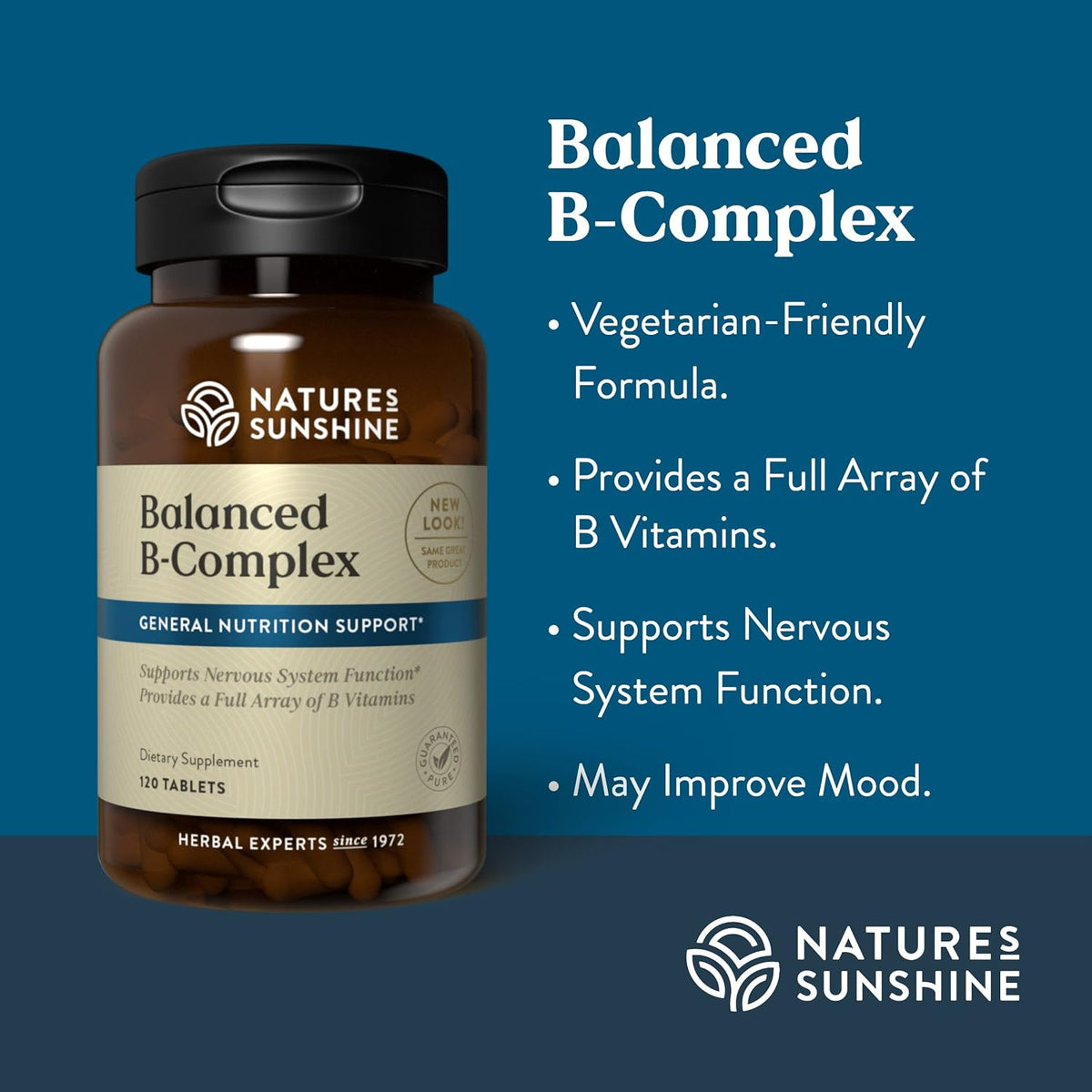 Nature's Sunshine Balanced B Complex, 120 Tablets | B Complex Vitamins to Support Digestion and Nervous System Health with Vegetarian Formula