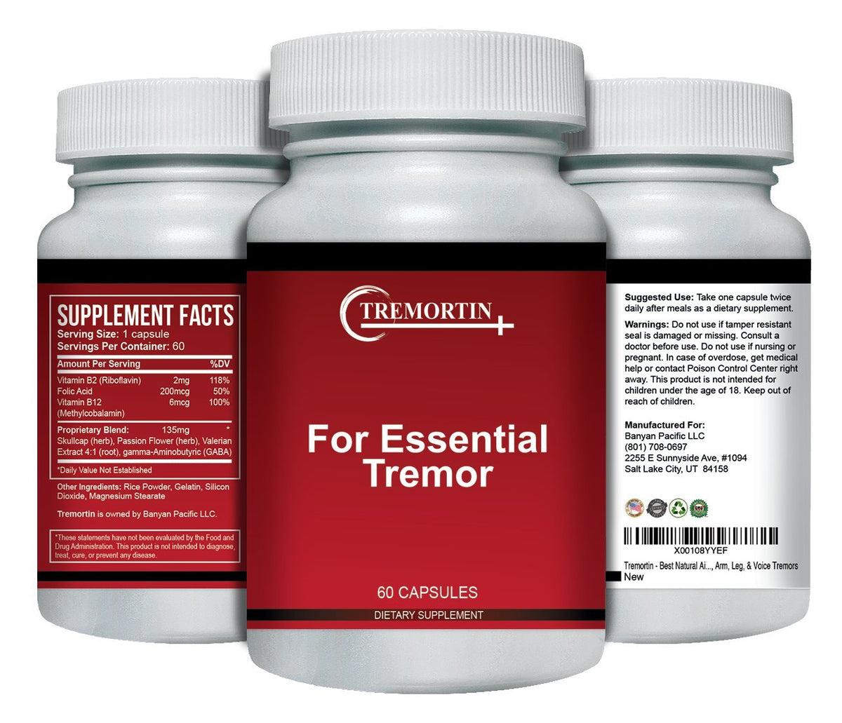 Tremortin – Natural Essential Tremor Herbal Supplement - Offers Relief for Shaky Hands, Arm, Leg and Voice Tremors (60 Capsules) TremortinBuy Supplements Australia