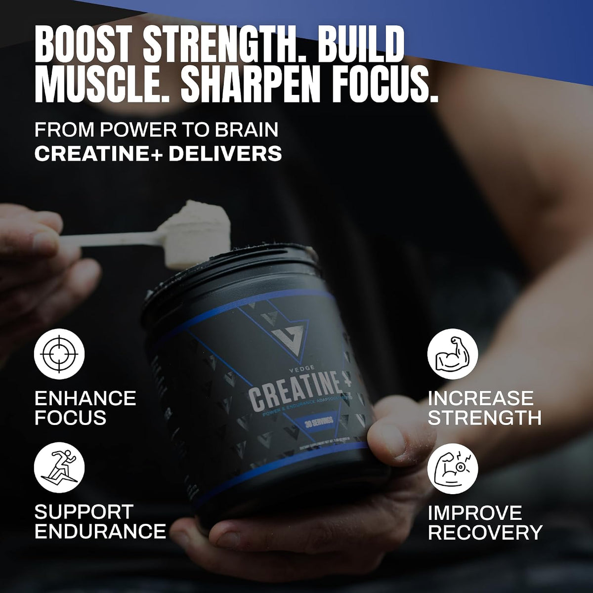 VEDGE Vanilla Protein Powder, Creatine Monohydrate, and Vegan Omega 3, Complete Vegan Performance Stack for Muscle Strength, Endurance & Recovery, Superfood Vitamin A, Vitamin C, and Amino Acids