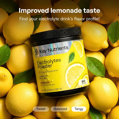 KEY NUTRIENTS Electrolytes Powder Bundle, Refreshing Lemonade 90 Servings Jar + Watermelon 90 Servings Jar, Sugar Free Hydration Drink Mix with Vitamins & Minerals, No Calories