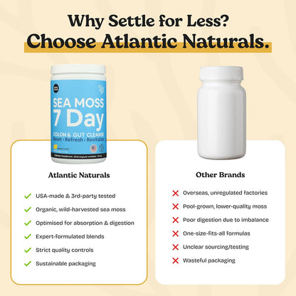 Atlantic Naturals 7 Day Whole Body Cleanse – Detox Drink Mix with Sea Moss, Psyllium Husk Fiber, Flaxseed & MSM – Colon, Debloat & Digestive Support for Women & Men – Pineapple Flavor, 14 oz