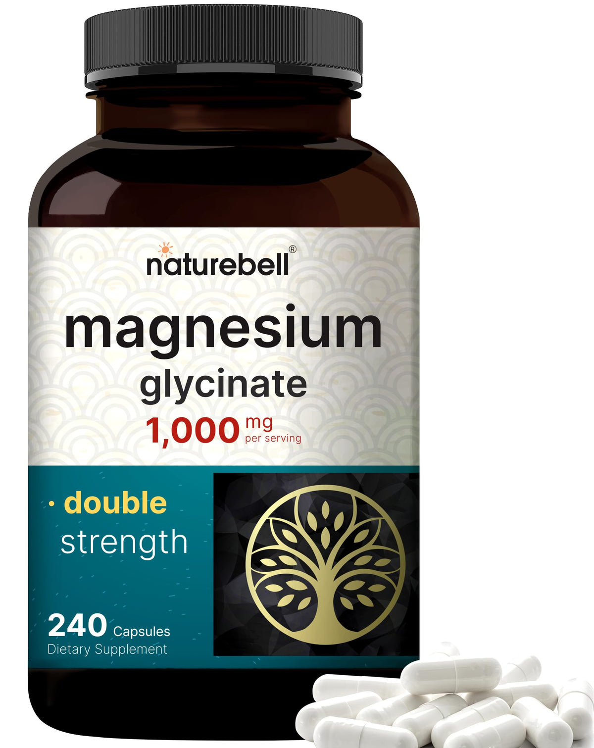 NatureBell Magnesium Glycinate 1,000mg, 240 Capsules | 500mg per Capsule | 100% Chelated & Purified | Sleep, Muscle & Nerve Support | Non-GMO, Gluten-Free NatureBellBuy Supplements Australia