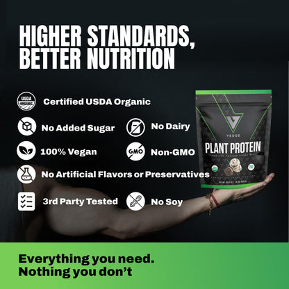 VEDGE Vanilla Protein Powder, USDA Organic Plant Based, 20 Servings | Plant Based Protein Powder, From Pea, Pumpkin, And Sunflower With Smooth Texture For Shakes, Smoothies, Vegan, And Baking