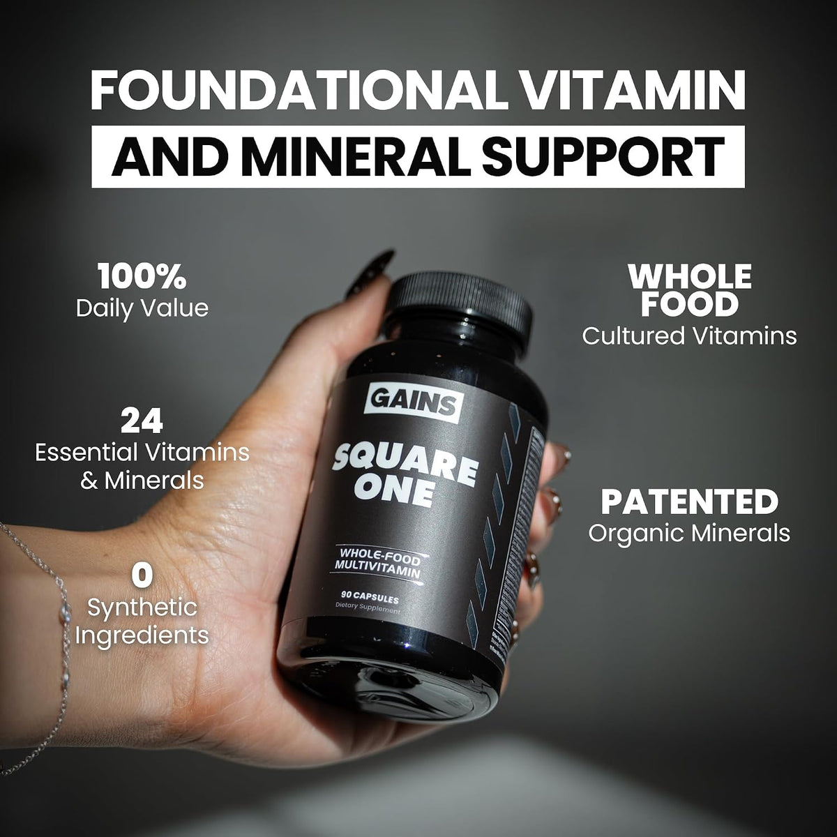 Gains in Bulk Square 1 Multivitamin & Mineral Supplement, 60 Capsules