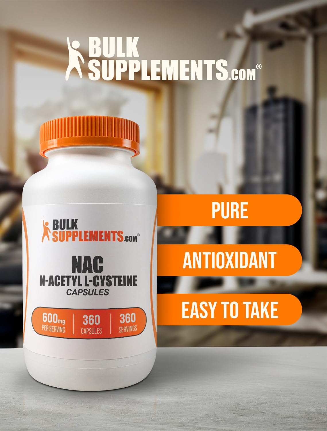 BulkSupplements.com N-Acetyl L-Cysteine Capsules - N-Acetyl Cysteine 600mg, NAC Supplement - 600mg per Capsule, Gluten Free - 1 NAC Capsule per Serving, 360 Capsules (Pack of 1)