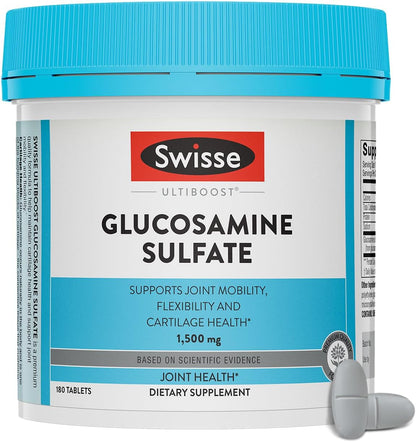 Swisse Glucosamine Sulfate Joint Support Supplement for Mobility and Flexibility Health | Women and Men | Glucosamina 1500mg | 180 Tablets| 6 Months Supply