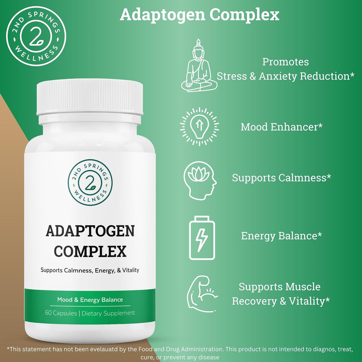Magnesium Bisglycinate + Adaptogen Complex Bundle | Calm, Stress Support, Muscle Relaxation, Focus, Mood Balance & Daily Wellness