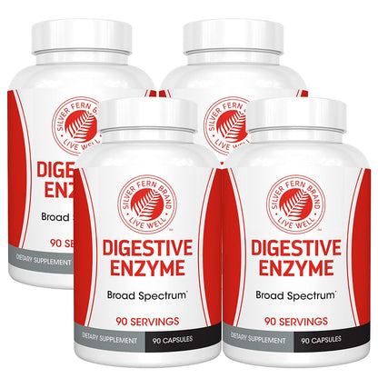 Silver Fern Brand Ultimate Digestive Enzyme Supplement 1 Bottle 90 Capsules | High Potency, Multi Enzyme - Digestive Comfort & Food Tolerance - Hemicullulase, Peptidase, Maltase, More