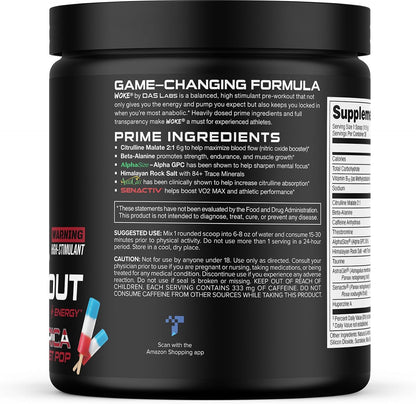 Bucked Up - Woke - HIGH STIM Pre Workout - Best Tasting - Focus Nootropic, Pump, Strength and Growth, 30 Servings (Rocket Pop)