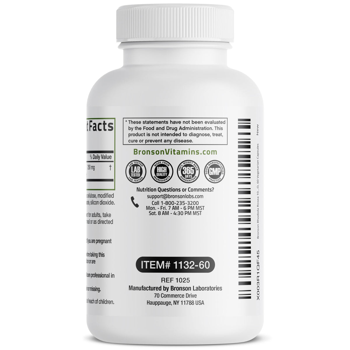 Bronson Rhodiola Rosea Vegetarian Capsules - Adaptogenic Herb - Brain, Stress & Mood Support - Non-GMO, 60 Count