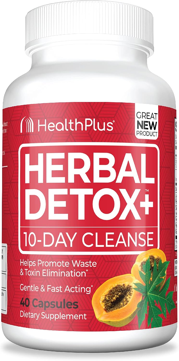 Health Plus Herbal Detox+ (10-Day Cleanse) 40 Capsules, 20 Servings | Herbal 10-day cleanse formula; supports the body's natural detoxification processes and everyday digestive wellness