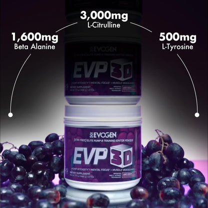 Evogen EVP 3D Stim Free Pre-Workout | Citrus Candy | 40 Servings | Arginine nitrate, L-citrulline, beta-alanine and creatine with lion's mane, L-tyrosine and DMAE for pumps and focus