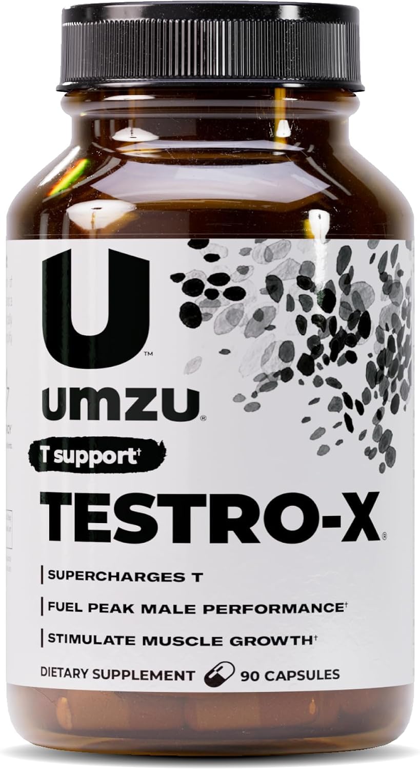 UMZU Testro-X Testosterone Support for Men, 90 Capsules, 30 Day Supply | KSM-66 Ashwagandha and Zinc, Men's Energy, Focus, Strength, Muscle Recovery, Testosterone Support and Daily Wellnes