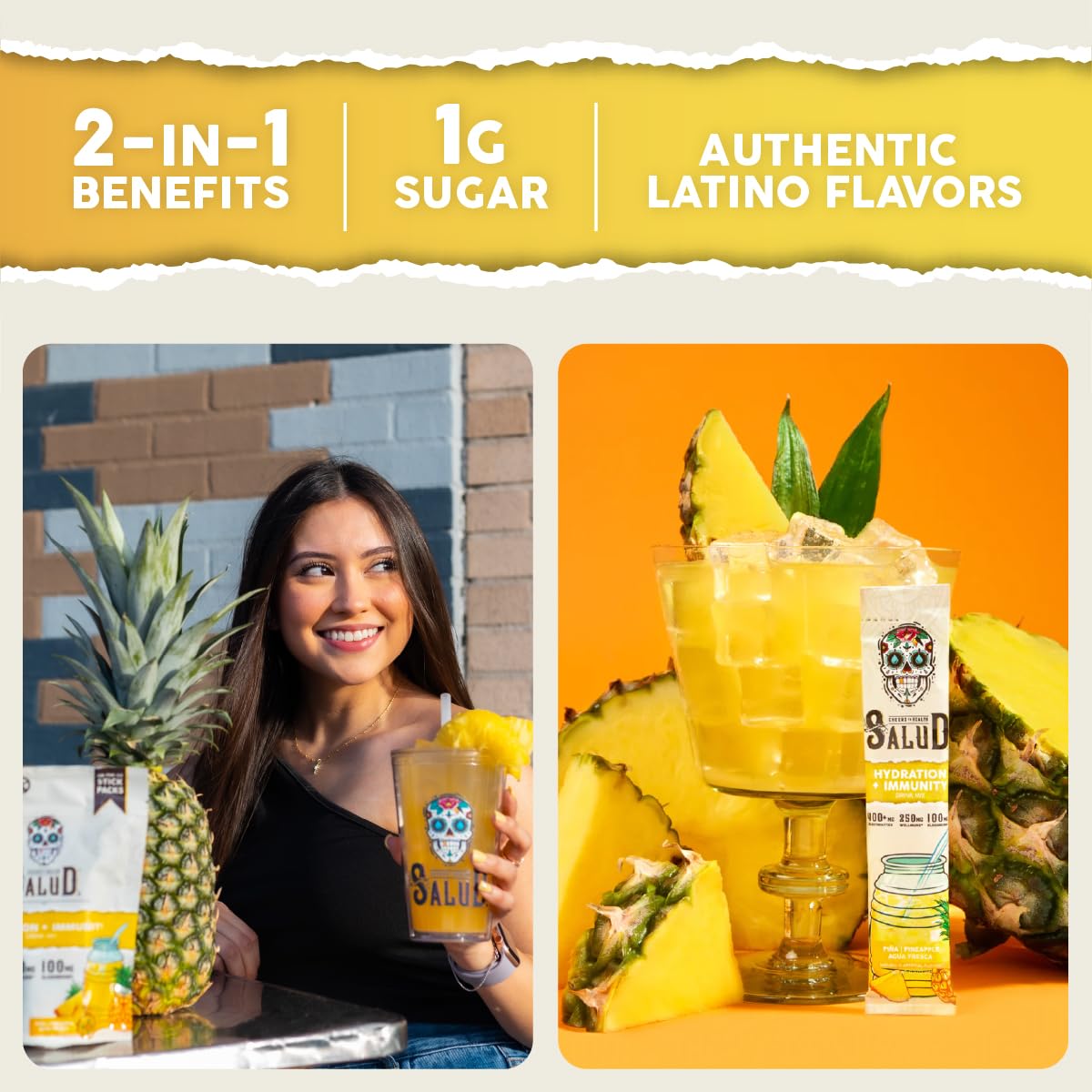 Salud 2-in-1 Hydration + Immunity Drink Mix, Cucumber Lime | Electrolytes Powder, Agua Fresca, Elderberry, Dairy & Soy Free, Non-GMO, Gluten Free, Vegan, 1g Sugar (15 Servings)