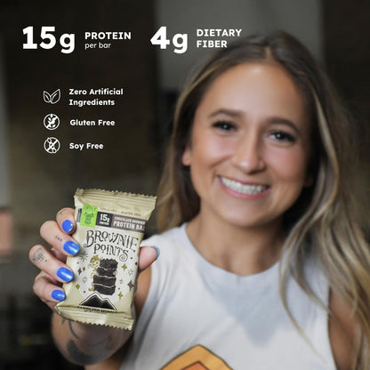 Earth Fed Muscle Brownie Points – Chocolate Brownie Grass Fed Whey Protein Bars | 15g Protein Snack | Gluten Free, Non-GMO, All-Natural Clean Energy | 2.12 oz Bars (10 Count)