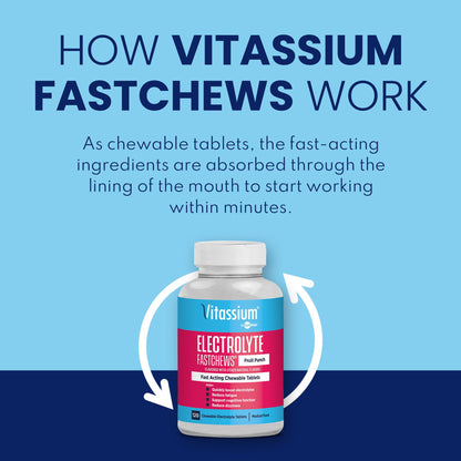 Vitassium FastChews, Chewable Electrolyte Tablets for Management of POTS and High Sodium Diets, Fast-Acting Sodium Tablets, Fruit Punch, 60 Count