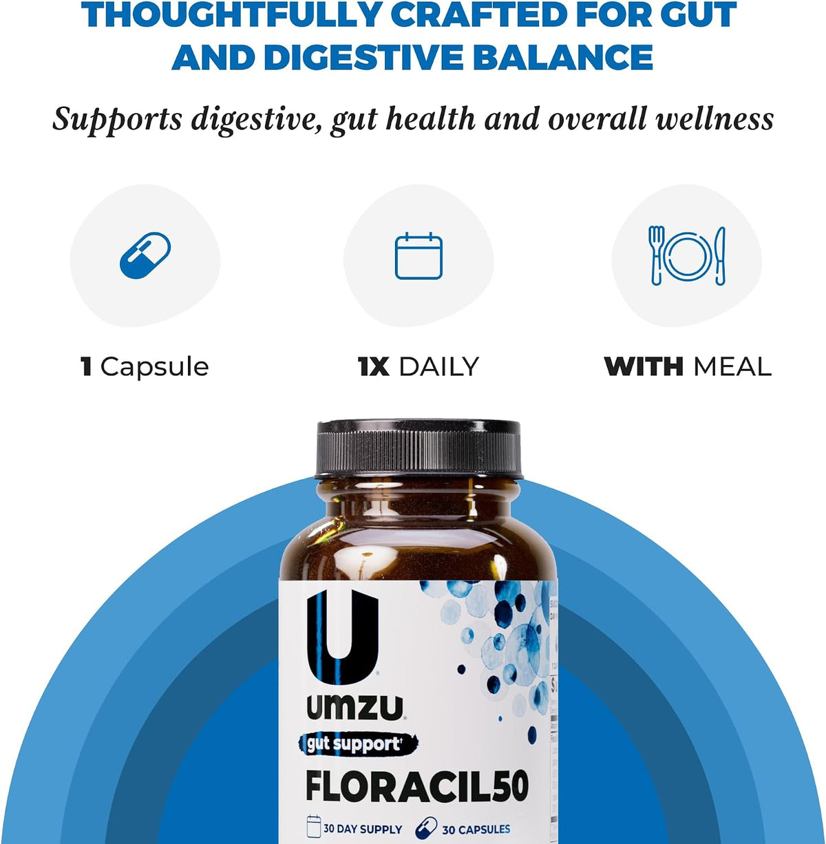 UMZU Floracil50 Probiotic Supplement, 50 Billion CFU, 30 Day Supply | Lactobacillus Acidophilus, Rhamnosus and Plantarum, Gut Health and Digestion Support, Immune Support, Microbiome Balance