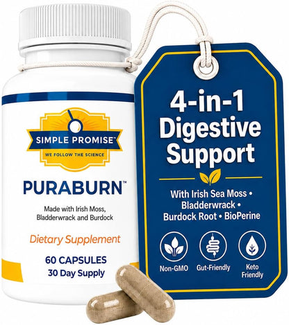 PuraBurn - Irish Sea Moss Capsules for Daily Wellness - Bladderwrack Root | Organic Sea Moss, Nutrient Absorption Support, Bladderwrack and Kelp, Simple 2-Capsule Routine, Non-GMO
