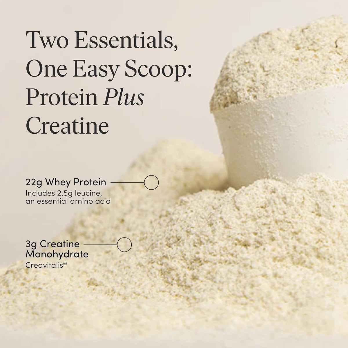 The 'Pause Life Protein + Creatine + BCAAs, Vanilla, Whey Protein, 17.8 oz | Creavitalis creatine monohydrate + whey protein + BCAAs for men & women. Gluten free, low sugar, non-GMO. 14 servings.