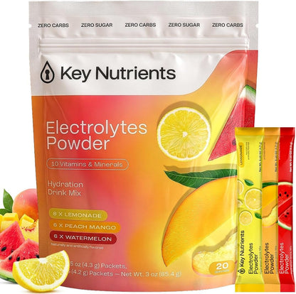 KEY NUTRIENTS Electrolyte Packets Bundle, Variety Pack Plus Peach Mango