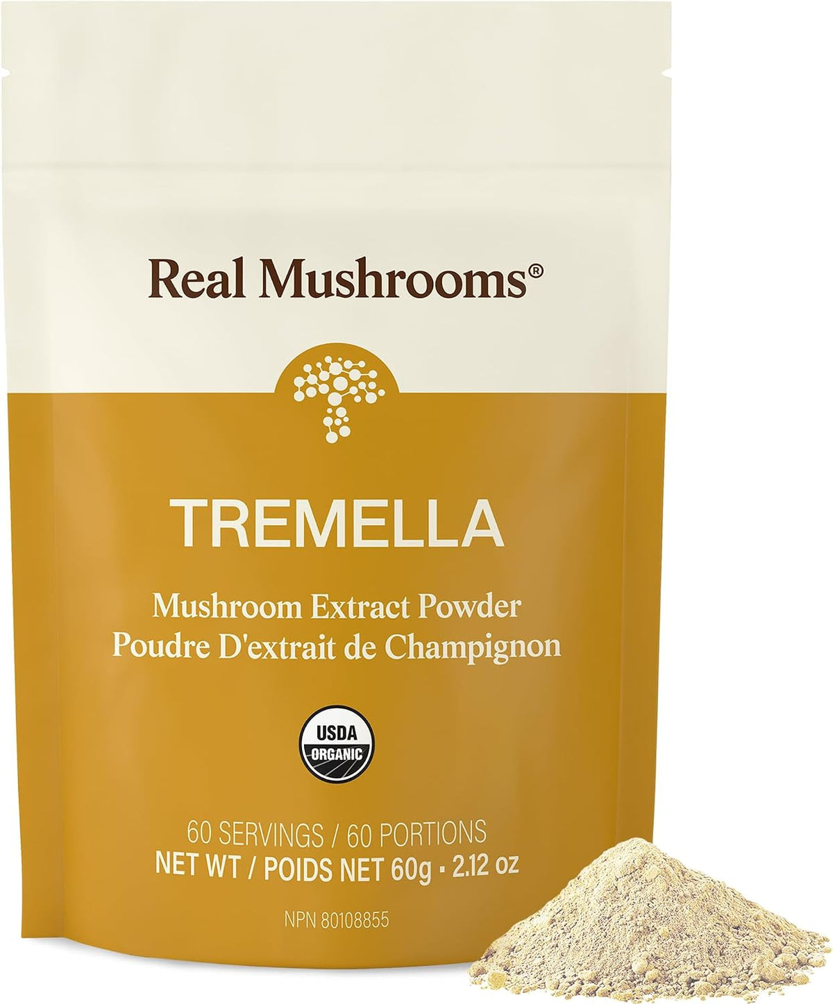 Real Mushrooms Tremella Mushroom Powder – Organic Tremella Extract from Fruiting Body – for Daily Wellness Routine – Vegan, Non-GMO, No Fillers – 60 Servings Mushroom Blend Supplements