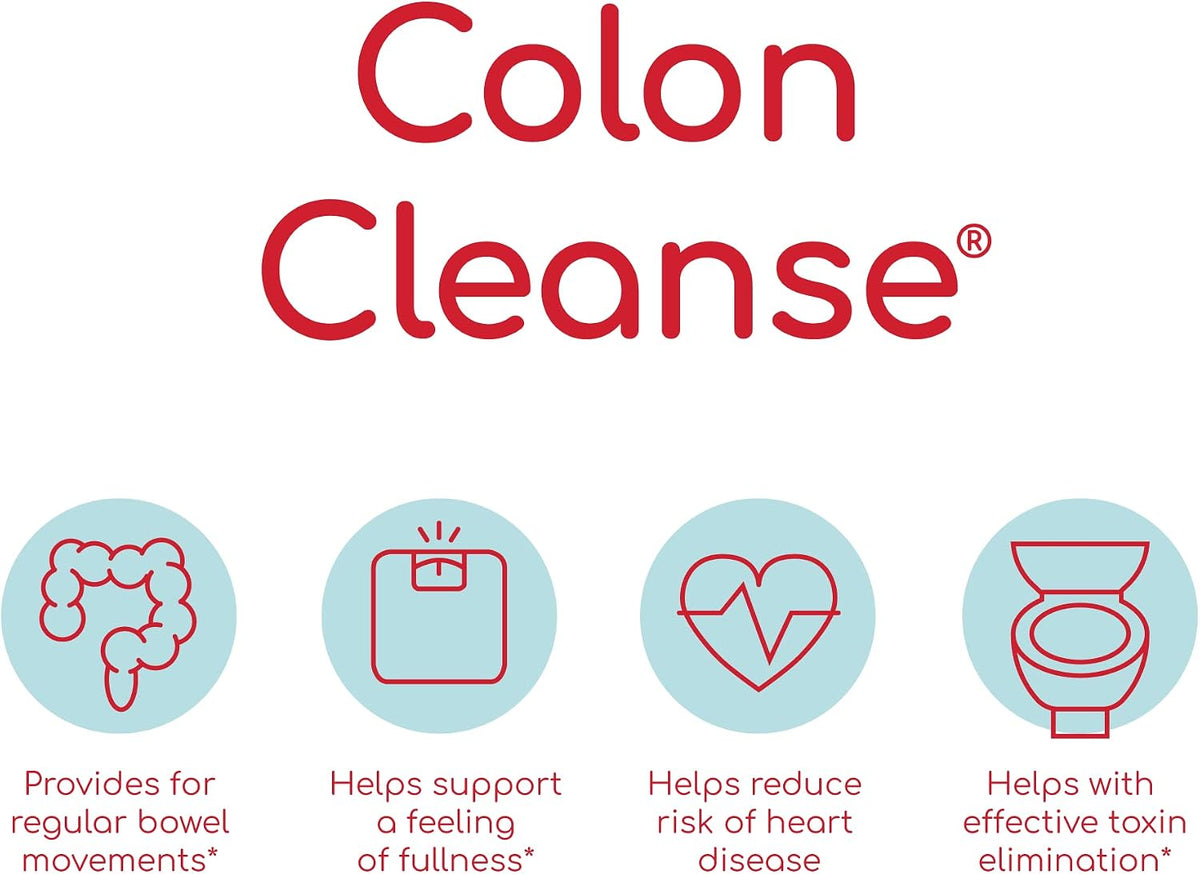 Health Plus Colon Cleanse Daily Psyllium Husk Fiber, 200ct, 33 Servings | All-natural daily fiber capsules that may reduce bloating and promote overall digestive wellness