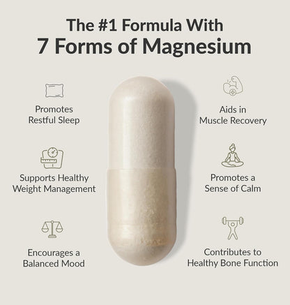 Magnesium Breakthrough Supplement 4.0 - Has 7 Forms of Magnesium: Glycinate, Malate, Citrate, and More - Natural Sleep and Brain Supplement - 90 Capsules