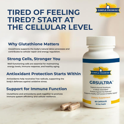 GRS Ultra - Glutathione with NAC 600mg and Selenium 200mcg - Women and Men | Antioxidant Formula, Cellular Health Support, Red Orange Complex, Simple Once-Daily Routine, Vegan