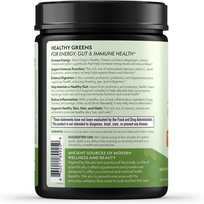 TERRA ORIGIN Greens Superfood Powder | Green Juice Powder with Probiotics & Enzymes | Plant Based Super Greens for Energy, Gut & Immune Support | Vegan, Non-GMO | 30 Servings Tropical Passionfruit