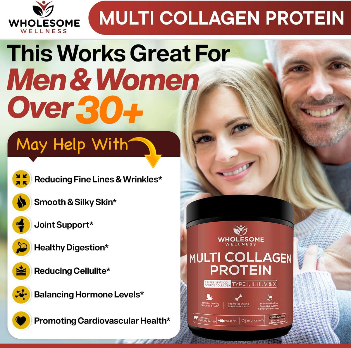 Wholesome Wellness Liposomal Vitamin C Capsules + Multi Collagen Protein Powder Hydrolyzed Bundle