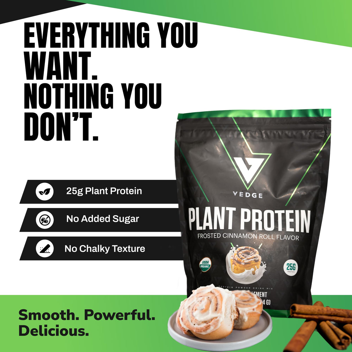 VEDGE Vanilla Protein Powder, USDA Organic Plant Based, 20 Servings | Plant Based Protein Powder, From Pea, Pumpkin, And Sunflower With Smooth Texture For Shakes, Smoothies, Vegan, And Baking