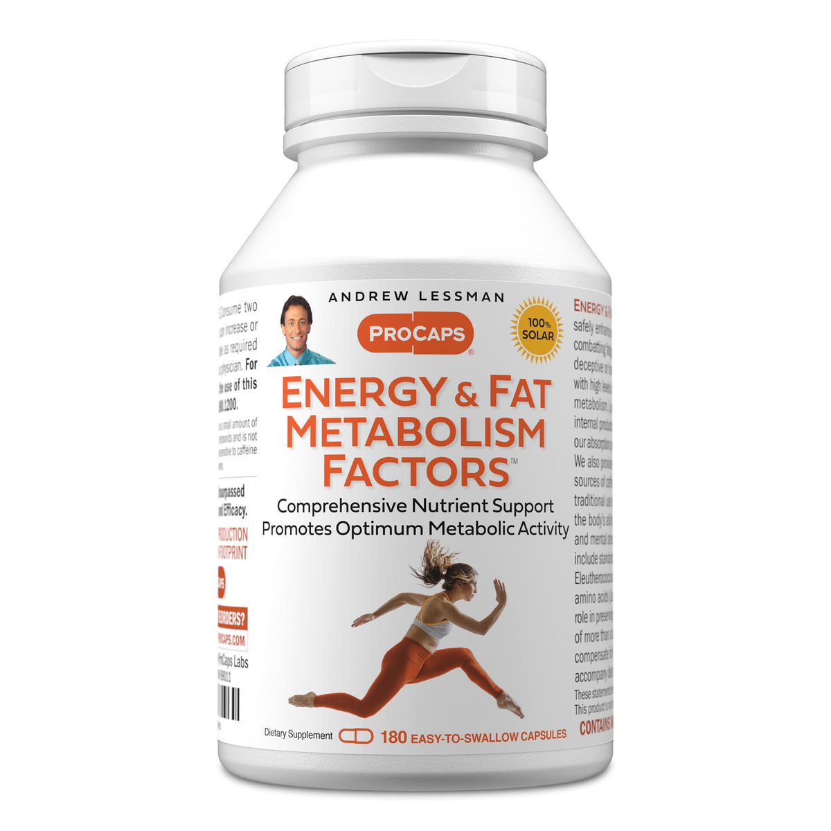 ANDREW LESSMAN Energy and Fat Metabolism Factors 60 Capsules - Promotes Optimum Fat Burning and Energy Metabolism, with Carnitine, Green Tea, Guarana, Ginseng, B-Complex. Easy to Swallow Capsules