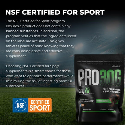 PRO 30G Vegan Protein Powder by ATHLEAN-X, Plant-Based Muscle Recovery & Growth Formula, Gluten-Free, NSF Certified for Sports, High Protein Supplement for Strength (Rich Double Chocolate)