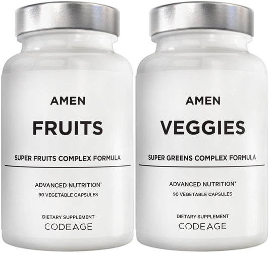 Amen Fruits + Veggies Vitamins Bundle, Raw Whole Food Multivitamin Capsules, Greens Vegetables, Red Fruits & Berries Vegan Blend, Fibers + Phytonutrients Superfood Minerals Supplement, Non-GMO, 180 ct AmenBuy Supplements Australia