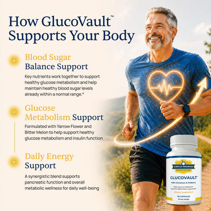 GlucoVault - Metabolic Wellness Capsules for Daily Balance - Bitter Melon | For Energy & Vitality, Mulberry Leaf and Chromium, One Scoop Daily, Non-GMO, 30 Servings