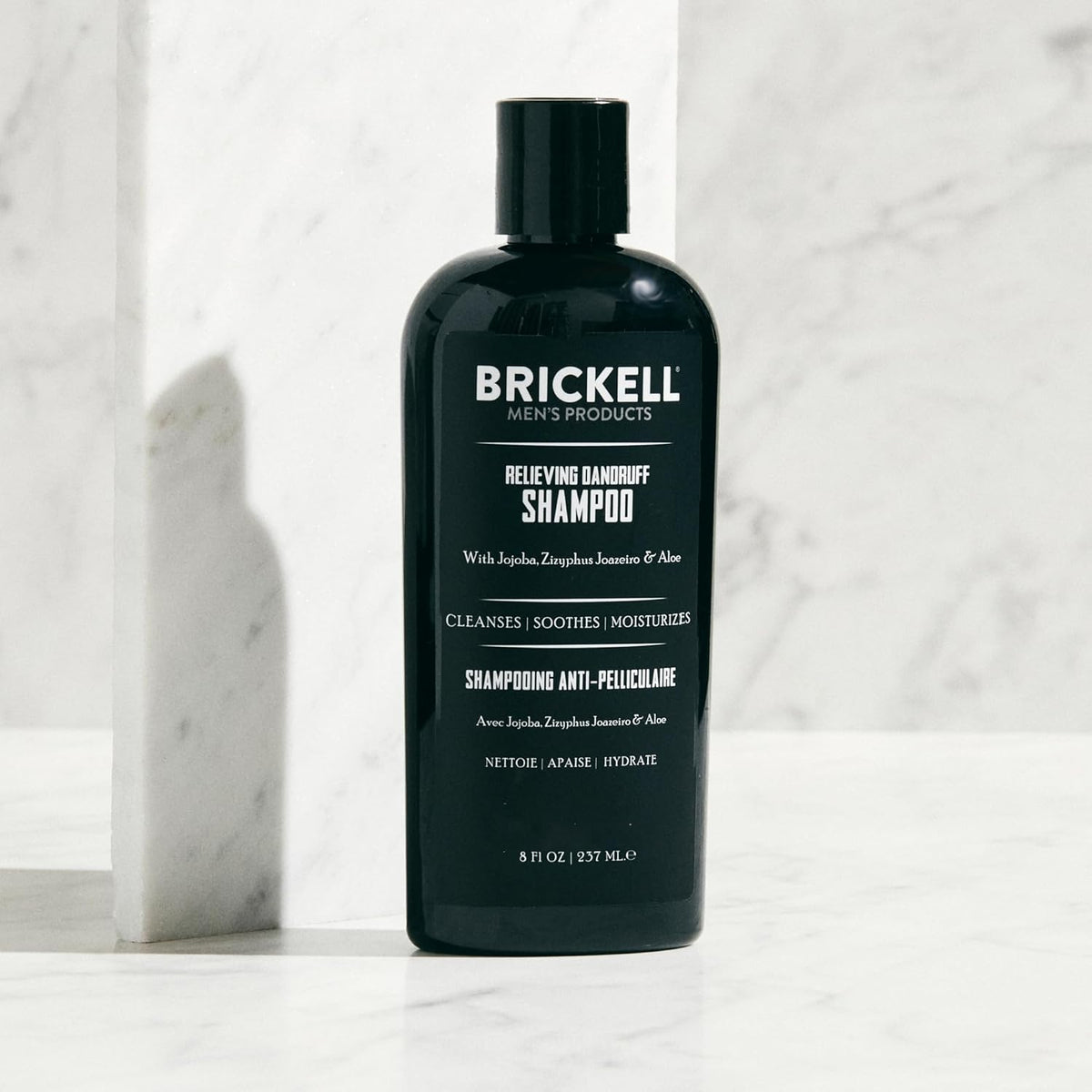 Brickell Men's Relieving Dandruff Shampoo For Men, Soothes and Eliminates Dandruff With Salicylic Acid, Ziziphus Joazeiro, and Aloe, 8oz, Scented