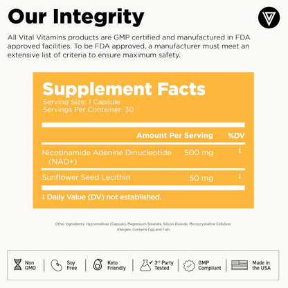 Vital Vitamins Biotin Complex Capsules + NAD+ Supplement