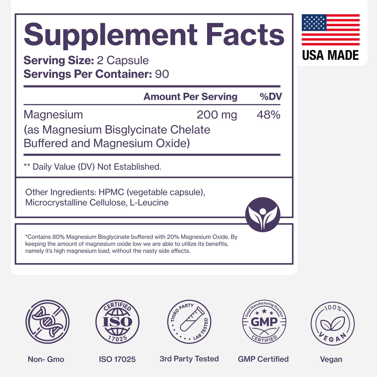 Pure Magnesium Glycinate Supplement – Highly Absorbable Chelated Magnesium to Support Sleep, Muscle & Nerve Health, Energy, Relaxation & Bone Health