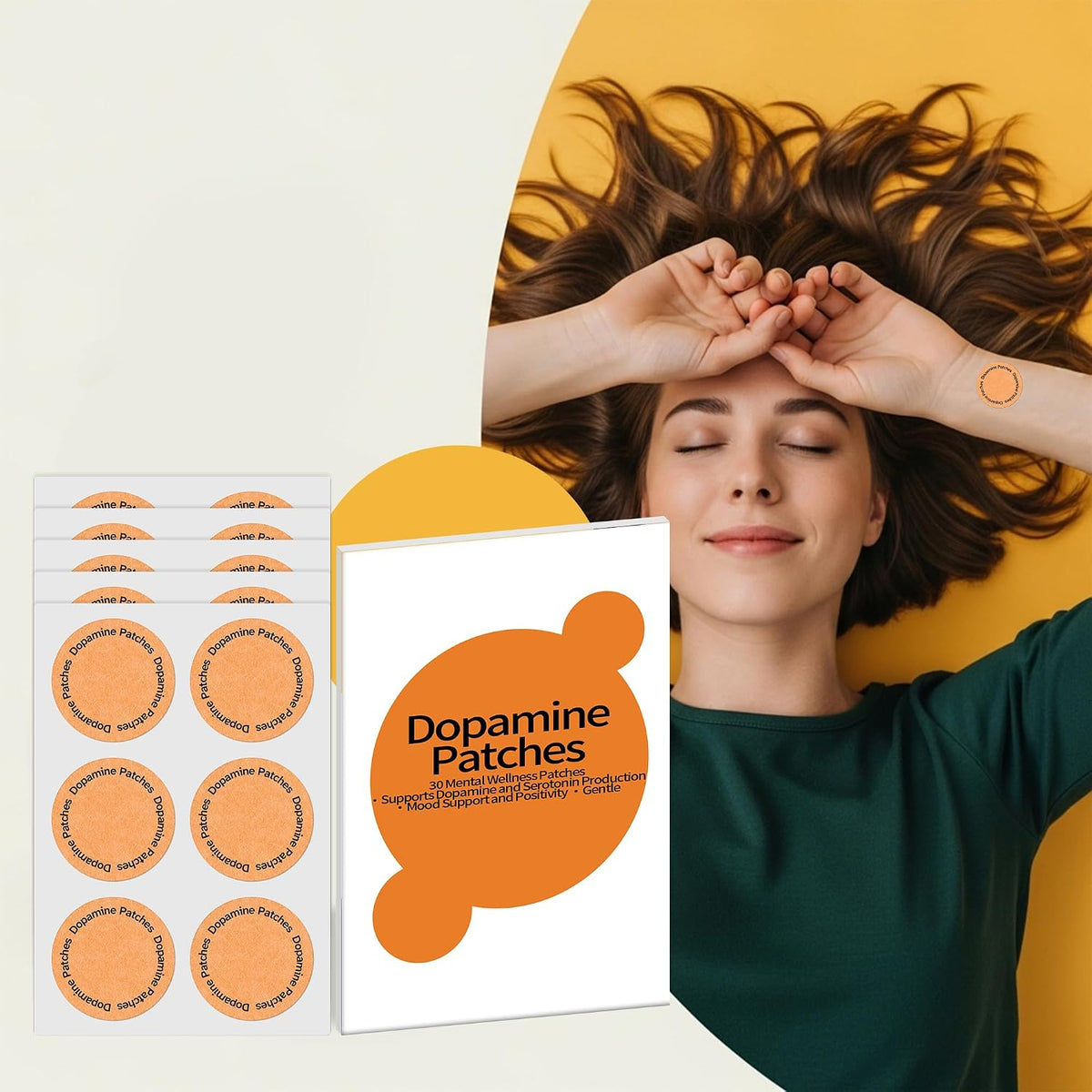 ANSUE Dopamine Patches – 30 Vegan Mood Support Patches – Daily Mental Wellness, Motivation & Positivity – Promotes Natural Dopamine and Serotonin Balance for Clarity & Energy