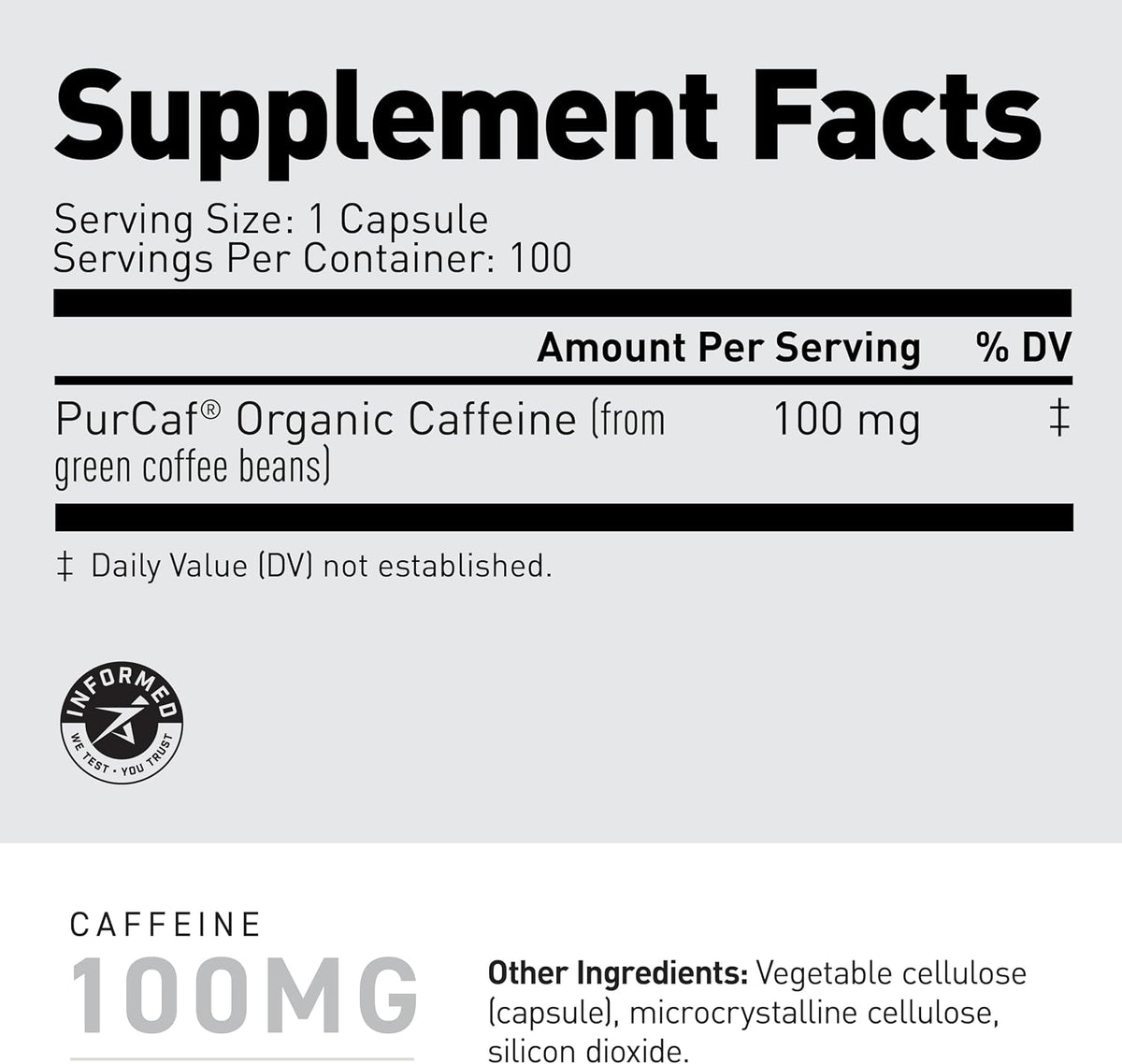 Kaged Caffeine Pills | Unflavored | 100 mg PurCaf Caffeine | Energy Boost, Coffee Replacement Pills | No Jitters | Supplements for Men & Women | 100 Servings