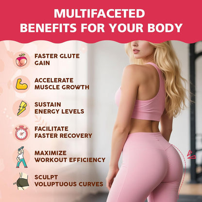 Booty Gummies for Women, BBL Gummies Contains CurvaBoost BBL Herb Blend & Creatine Monohydrate for Booty, Curves & Energy, Zero Sugar, Vegan, Peach Flavor - 60 Counts