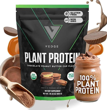 VEDGE Vanilla Protein Powder, USDA Organic Plant Based, 20 Servings | Plant Based Protein Powder, From Pea, Pumpkin, And Sunflower With Smooth Texture For Shakes, Smoothies, Vegan, And Baking