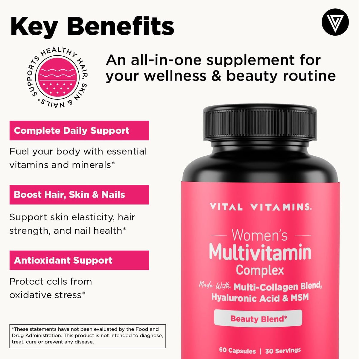 Vital Vitamins Multi Collagen Peptides Powder + Women's Multivitamin Complex