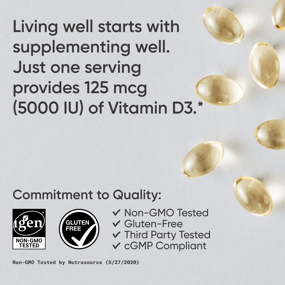 Sports Research Vitamin D3 5000 IU with Coconut MCT Oil - High Potency Vitamin D Supplement for Immune & Bone Support - Non-GMO Verified, Gluten & Soy Free – 125mcg, 360 Liquid Softgels