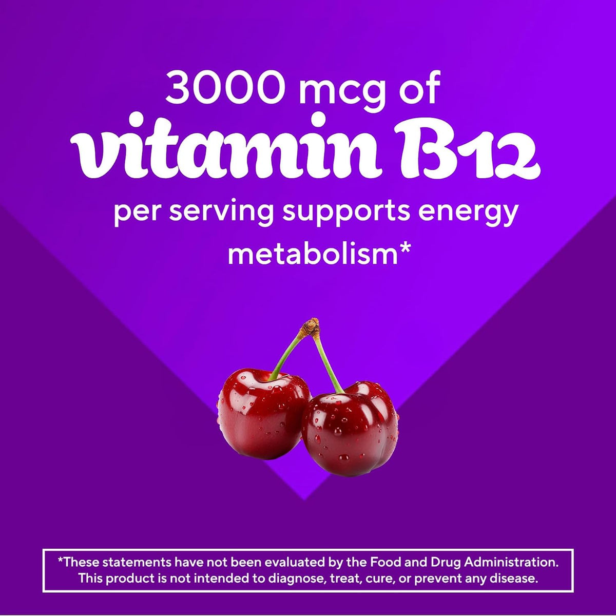 Vitafusion Vitamin B12 Gummies | 3000mcg | 90 Gummy Vitamins | Extra Strength for Women & Men | Cherry Flavor | Gluten and Dairy-Free Supplement