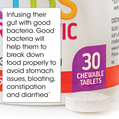 Silver Fern Brand Kids Ultimate Probiotic - 1 Bottle - 30 Chewable Tablets | Sugar & Gluten Free - Children's Dietary Supplement - DNA & Survivability Verified - Digestive & Immune Support