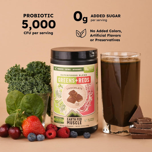 Earth Fed Muscle Greens and Reds Superfoods Blend, Piña Colada – Kale, Spirulina, Wheatgrass & Elderberry – Antioxidant Support, Vitamins & Probiotics – No Artificial Ingredients – 30 Servings | Kale, Spirulina, Wheatgrass & Elderberry, Antioxidant Suppor