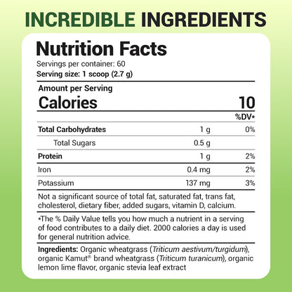 Dr. Berg USDA Certified Organic Green Powder Superfood (60 Servings) - Made with Raw Wheatgrass, Chlorophyll, Trace Minerals & Natural Enzymes - Non-GMO Green Superfood Powder - Lemon Flavor