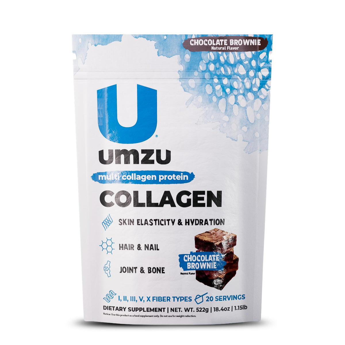 UMZU zuCollagen Collagen Peptides Powder, Unflavored | 5 Collagen Types I, II, III, V and X, Hydrolyzed Collagen Peptides, Hair, Skin, Joint and Daily Recovery Support